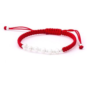 Beneto Šnúrkový červený kabala náramok s pravými perlami AGB549 vyobraziť