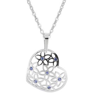 Praqia Strieborný náhrdelník Srdce s modrými kryštálmi KO2099_BR030_45_RH (retiazka, prívesok) vyobraziť