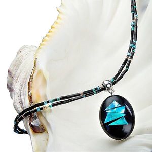 Lampglas Výrazný náhrdelník Turquoise Shards s perlou Lampglas s rýdzim striebrom NP12 vyobraziť