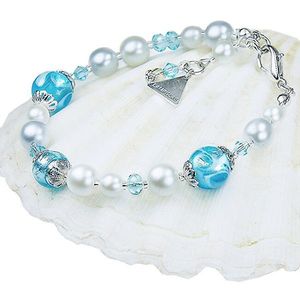 Lampglas Elegantný náramok Blue Lace s perlami Lampglas s rýdzim striebrom BP4 vyobraziť