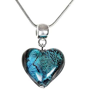 Lampglas Výnimočný náhrdelník Turquoise Heart s perlou Lampglas s rýdzim striebrom NLH5 vyobraziť
