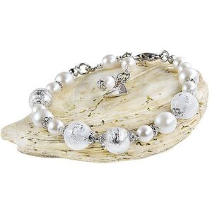 Lampglas Elegantný náramok White Romance s perlami Lampglas s rýdzim striebrom BV1 vyobraziť