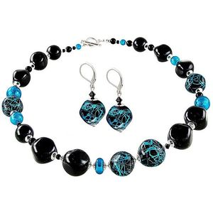 Lampglas Elegantná súprava šperkov Turquoise Icon z perál Lampglas s rýdzim striebrom CQ3 (náhrdelník, náušnice) vyobraziť