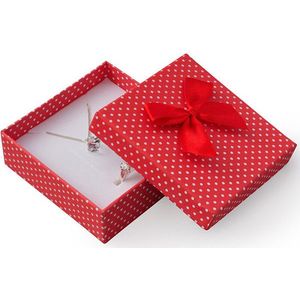 JK Box Červená darčeková krabička s bodkami a mašličkou KK-4 / A7 vyobraziť
