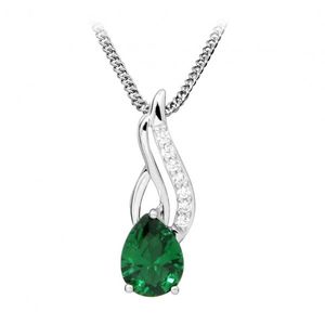 Silver Cat Módny náhrdelník so zirkónmi a smaragdovým sklom SC395 vyobraziť