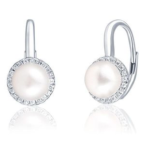 JwL Luxury Pearls Elegantné strieborné náušnice s perlou a zirkónmi JL0640 vyobraziť