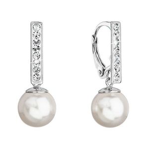 Evolution Group Elegantné strieborné náušnice so syntetickou perlou a kryštály 71121.1 biela vyobraziť