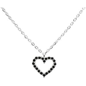 PDPAOLA Nežný strieborný náhrdelník so srdiečkom Black Heart Silver CO02-221-U (retiazka, prívesok) vyobraziť