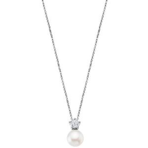 Lotus Silver Nežný strieborný náhrdelník s čírym zirkónom a syntetickou perlou LP1800-1 / 1 vyobraziť