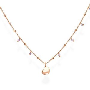 Amen Ružovo pozlátený strieborný náhrdelník s kryštálmi a srdcom Candy Charm CLCURL3 vyobraziť