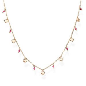 Amen Ružovo pozlátený strieborný náhrdelník s kryštálmi a srdiečkami Candy Charm CLMICURRO vyobraziť
