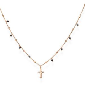 Amen Ružovo pozlátený náhrdelník s krížom a zirkónmi Candy Charm CLCRRN3 vyobraziť