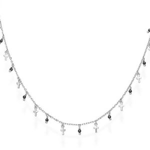 Amen Strieborný náhrdelník s kryštálmi a krížikmi Candy Charm CLMICRBN vyobraziť
