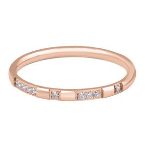 Troli Pozlátený minimalistický prsteň z ocele so zirkónmi Rose zlaté 50 mm vyobraziť