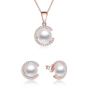 Beneto Pozlátená súprava šperkov zo striebra s pravými perlami AGSET285P-ROSE (náhrdelník, náušnice) vyobraziť