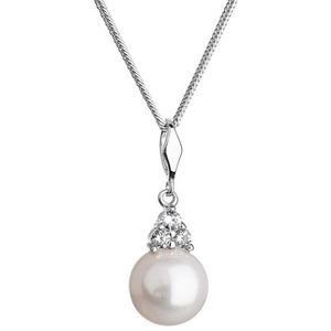 Evolution Group Strieborný náhrdelník s pravou riečnou perlou a zirkónmi 22033.1 (retiazka, prívesok) vyobraziť