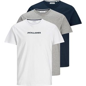 Jack&Jones 3 PACK - pánske tričko JACRAIN Regular Fit 12184812 Light Grey Melange Navy blazer-White S vyobraziť