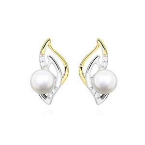 MOISS Elegantné strieborné bicolor náušnice s pravými riečnymi perlami EP000163 vyobraziť