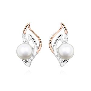 MOISS Elegantné strieborné bicolor náušnice s pravými riečnymi perlami EP000162 vyobraziť
