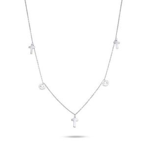 Brilio Štýlový náhrdelník z bieleho zlata s krížikmi NCL059AUW vyobraziť