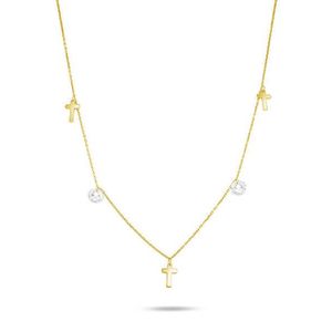 Brilio Štýlový náhrdelník zo žltého zlata s krížikmi NCL059AUY vyobraziť