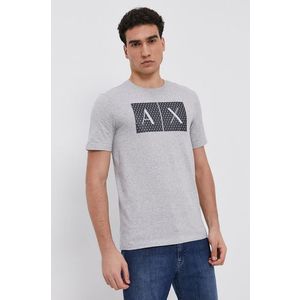 Bavlnené tričko Armani Exchange šedá farba, s potlačou vyobraziť