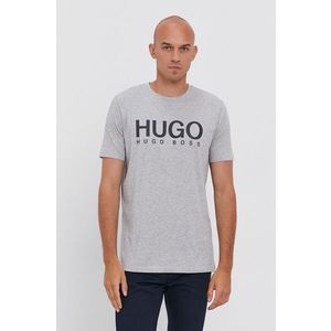 Tričko Hugo pánske, šedá farba, s potlačou vyobraziť
