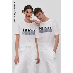 Tričko Hugo biela farba, s potlačou vyobraziť