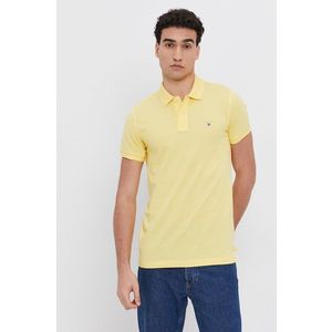 Polo tričko Gant pánske, žltá farba, jednofarebné vyobraziť