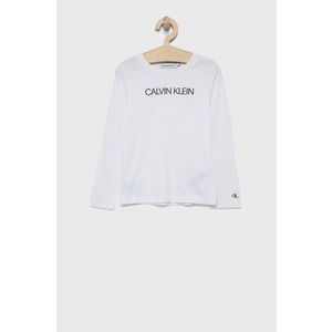 Detské tričko s dlhým rukávom Calvin Klein Jeans biela farba vyobraziť