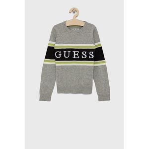 Detský sveter Guess šedá farba, ľahký vyobraziť
