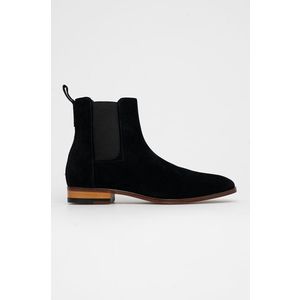Semišové topánky Chelsea Hugo pánske, čierna farba vyobraziť