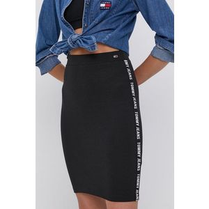 Sukňa Tommy Jeans čierna farba, mini, rovná vyobraziť