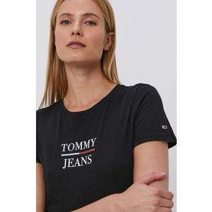 Tričko Tommy Jeans dámske, čierna farba vyobraziť