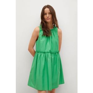 Šaty Mango MIKONOS zelená farba, mini, áčkový strih vyobraziť