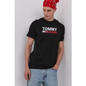 Bavlnené tričko Tommy Jeans čierna farba, s potlačou vyobraziť