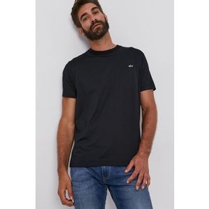 Bavlnené tričko Paul&Shark čierna farba, jednofarebné vyobraziť