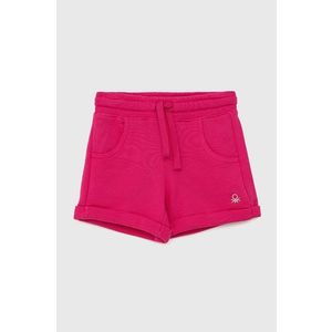 Detské krátke nohavice United Colors of Benetton ružová farba, jednofarebné, nastaviteľný pás vyobraziť