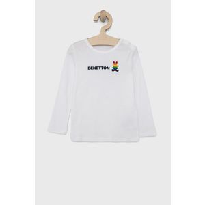 Detské tričko s dlhým rukávom United Colors of Benetton biela farba vyobraziť