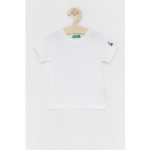 Detské bavlnené tričko United Colors of Benetton biela farba, jednofarebné vyobraziť