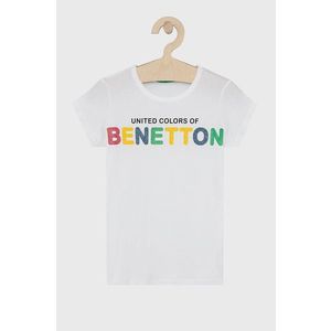 Detské bavlnené tričko United Colors of Benetton biela farba vyobraziť