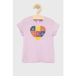 Detské bavlnené tričko United Colors of Benetton ružová farba vyobraziť