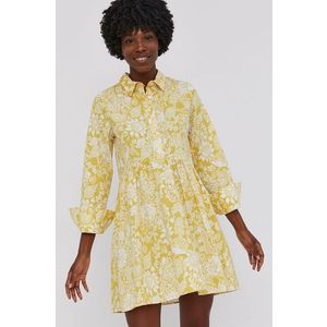 Šaty Answear Lab žltá farba, mini, áčkový strih vyobraziť