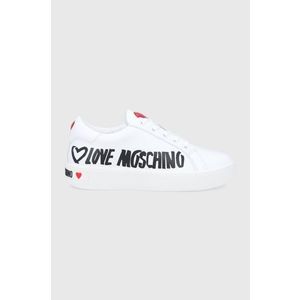 Topánky Love Moschino biela farba, na platforme vyobraziť