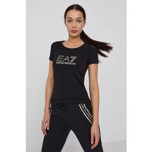Tričko EA7 Emporio Armani dámske, čierna farba vyobraziť