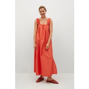 Bavlnené šaty Mango Delos červená farba, maxi, oversize vyobraziť