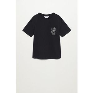 Detské bavlnené tričko Mango Kids Squad 116-164 cm čierna farba, s potlačou vyobraziť