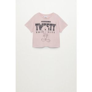 Detské bavlnené tričko Mango Kids Piolin 116-164 cm ružová farba vyobraziť