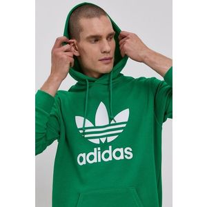 Bavlnená mikina adidas Originals pánska, zelená farba, s potlačou vyobraziť