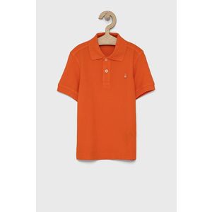Detské polo tričko United Colors of Benetton oranžová farba, jednofarebné vyobraziť